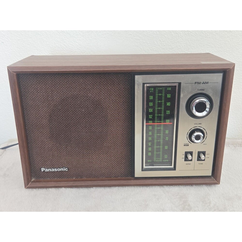 Works!! Vtg MCM Wood Grain Panasonic #RE-6286 AM FM Tabletop Radio Japan